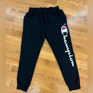 Champion Men’s Joggers, Script Logo, Black
